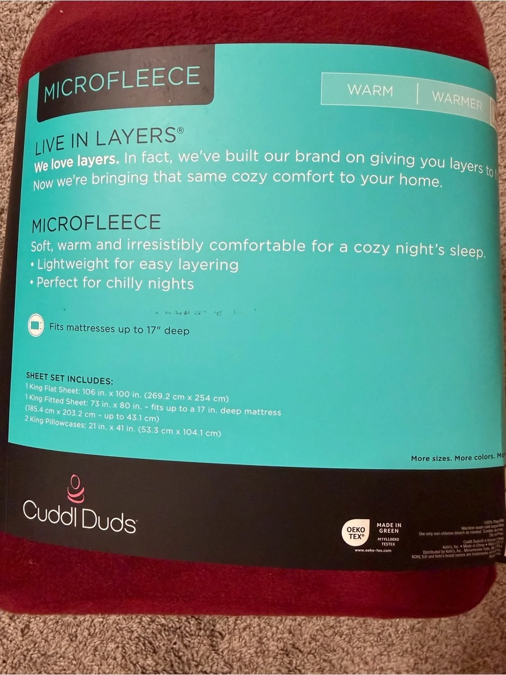 Cuddl Duds Microfleece Sheets